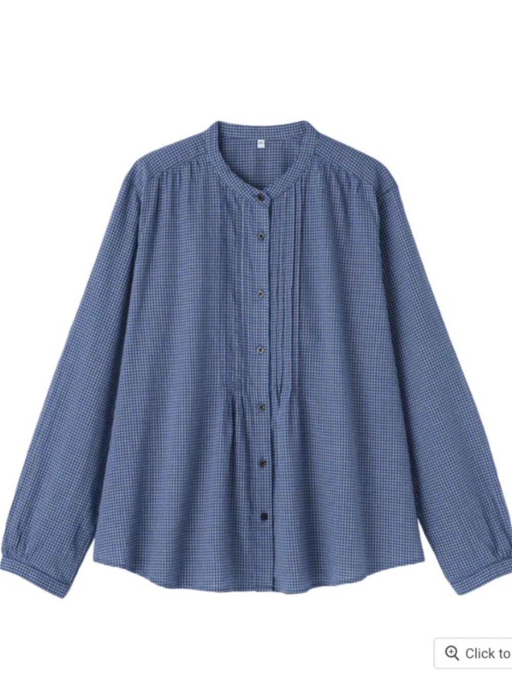 NWT Muji Cotton Voile Blouse | Size S | Blue Gingham